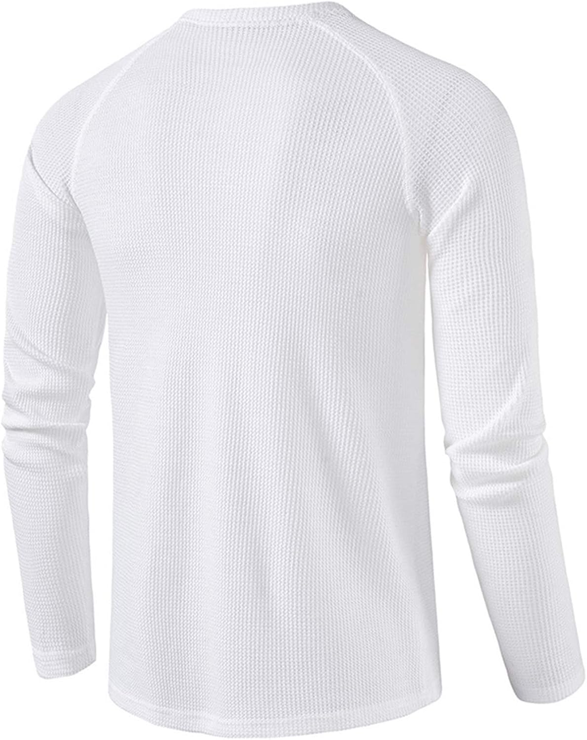 Men's Waffle Crewneck Henley Shirt Lightweight Long Sleeve Stretchy Shirt Classic Pullover Undershirt Sweater