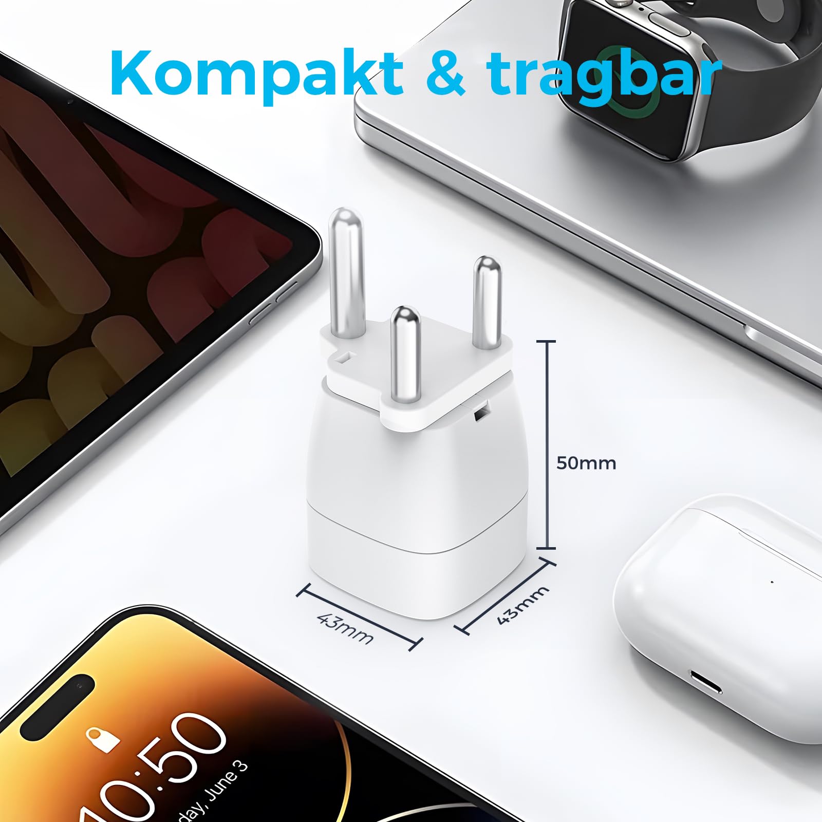 Oliveria 2 x adapter podróżny do gniazdka typu M, dla Republiki Południowej Afryki, UE, Mozambiku, Bhutanu, Namibii, Botswany