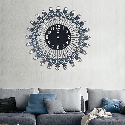 Miniatura 2 de YIYIBYUS Reloj de pared de cristal de 23.6 pulgadas, grande, moderno, 3D, redondo, de metal, creativo, silencioso, para decoración del hogar,