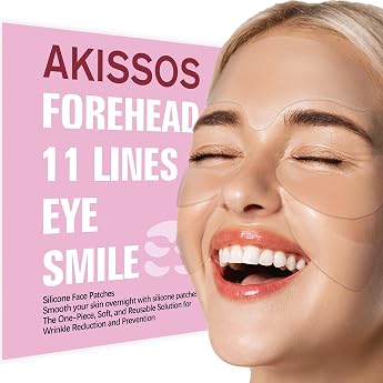 Akissos Silicone Plasters Against Wrinkles - 5 Pieces Super Hydration Wrinkle Plasters Face Tape Silicone Wrinkle Plasters Face for Face Forehead Wrinkles Eyes Firming Overnight After Skincare