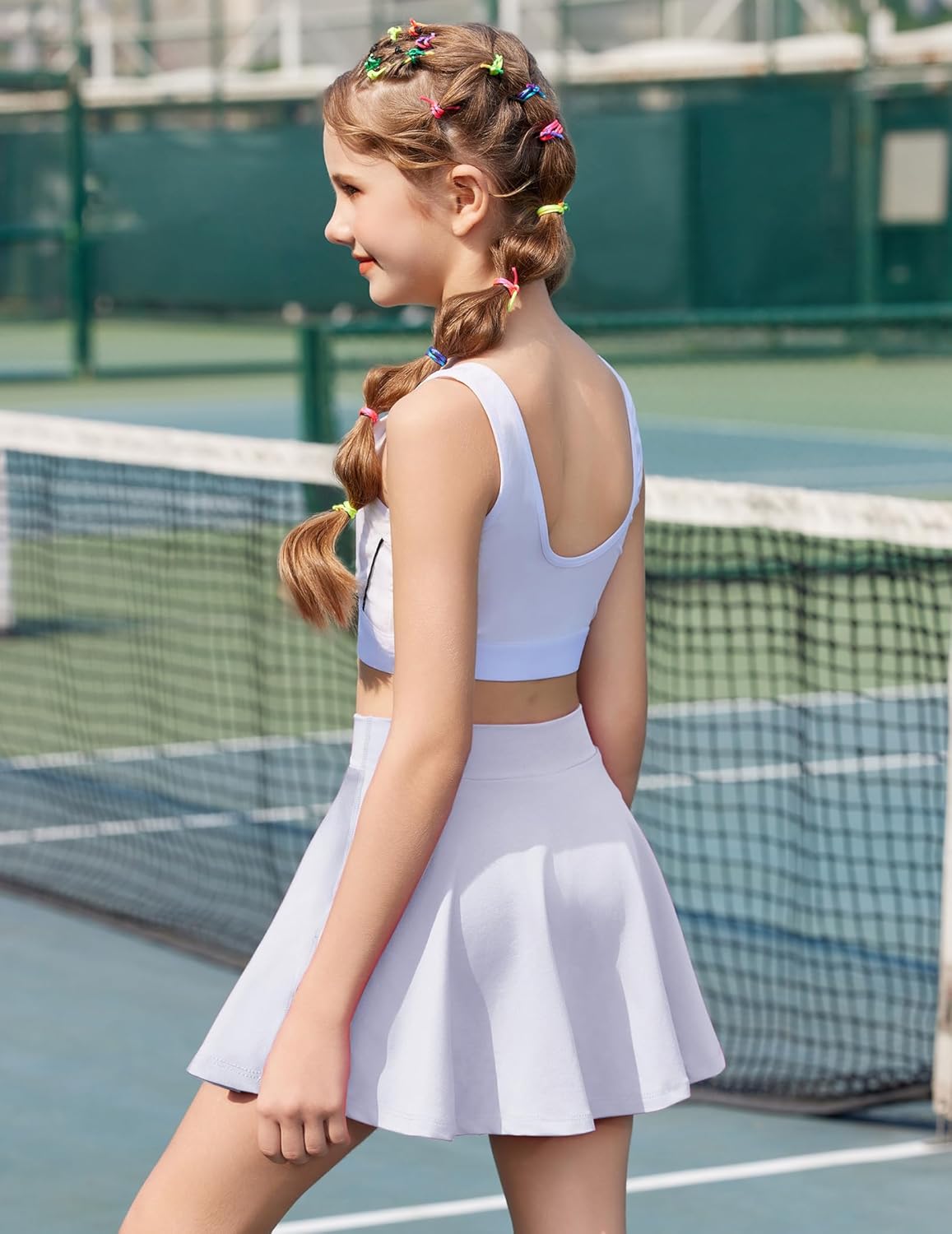 Zaclotre Skorts Skirts for Girls Elastic High Waisted Tennis Skirt with 2 Pockets Athletic Golf Workout Sports Shorts - Image 3