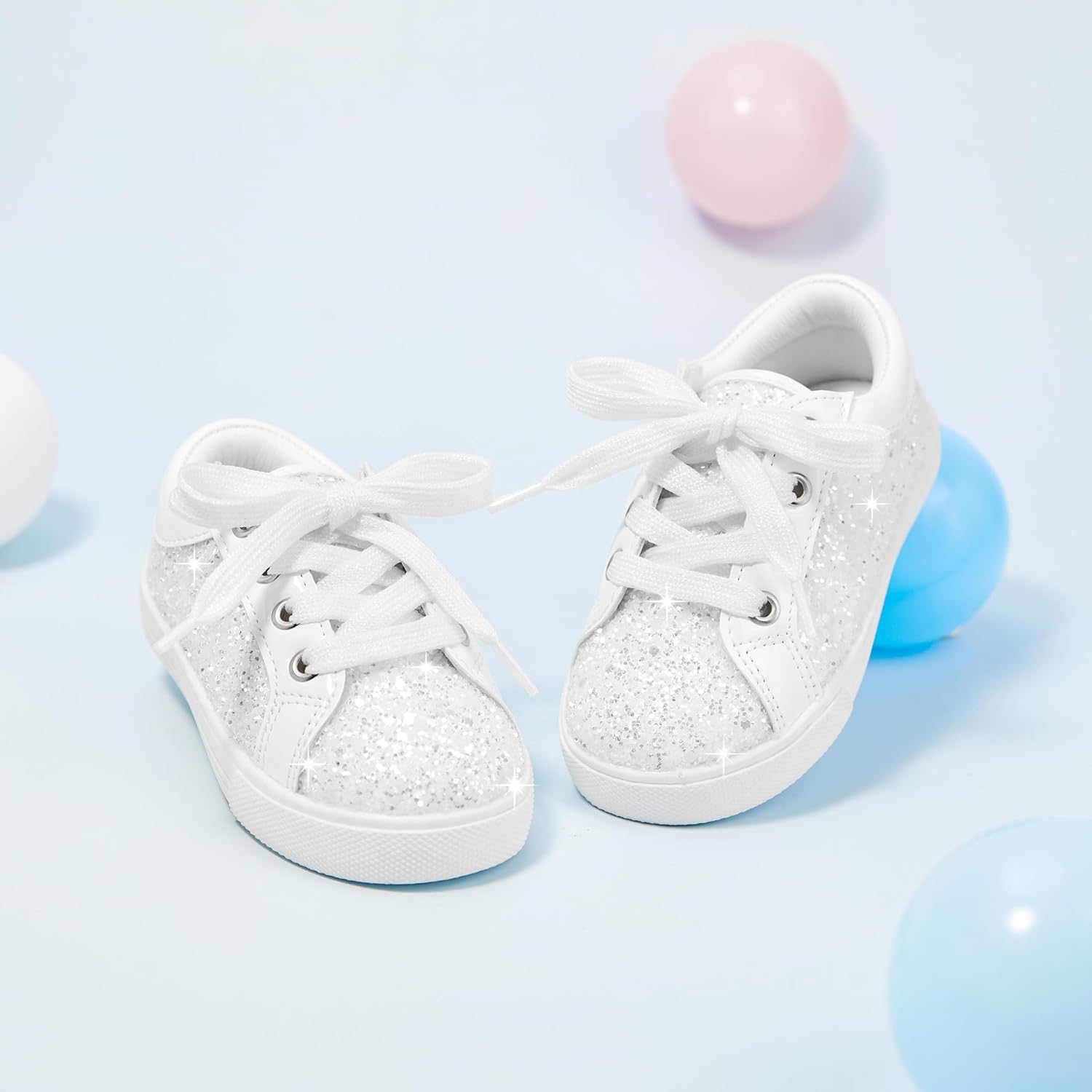 GINFIVE Toddler Girls Sneakers Little Girls Slip On Shoes Glitter Sneakers Toddler