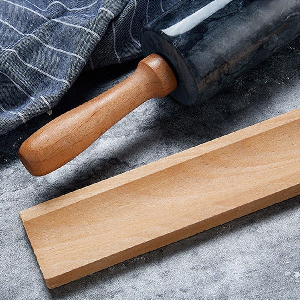 Mattarello in Marmo con Manico Spesso in Legno per Cottura Forno, Rullo Lucidato di qualità Premium 45 Cm per Pasta per Pizza, Fondente, Crosta di Torta, Superficie Antiaderente Facile Pulire