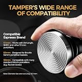 IKAPE 53.3mm Espresso Tamper, Premium Barista Coffee Tamper with Calibrated Spring Loaded, Threaded Stainless Steel Base Tamper Fits for Breville Series 54mm Portafilter Basket