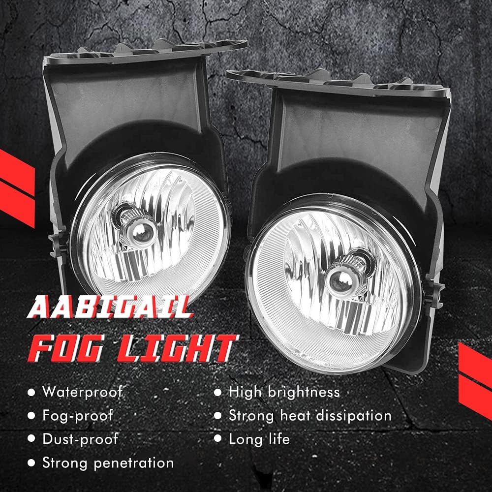A ABIGAIL Driving Fog Lights Lamps Replacement for 2003-2006 GMC Sierra 1500 2500 3500 with H10 12V 45W Halogen Bulbs & Wiring Harness Kit (Clear Lens)