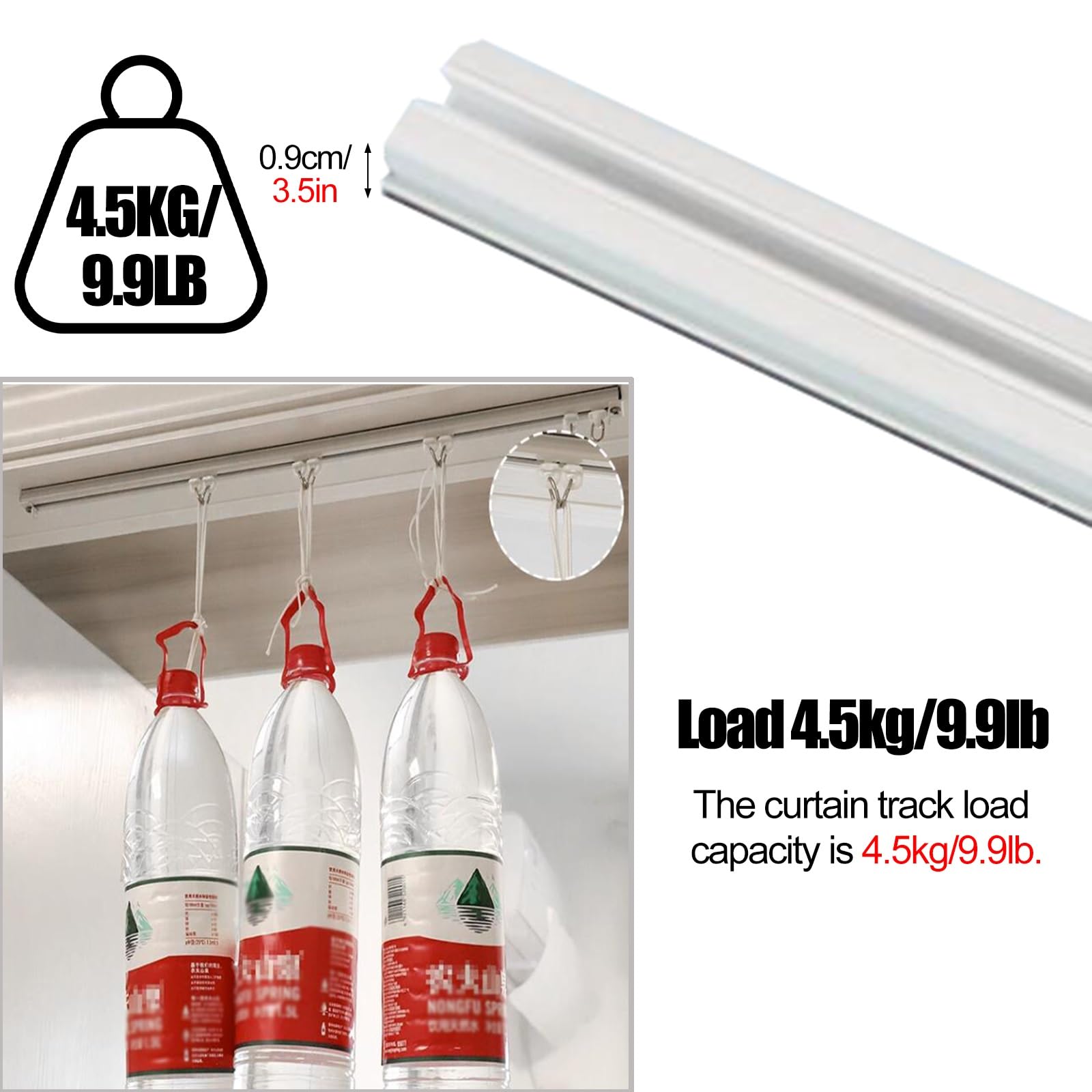 Tringle à rideaux adhésive de 5 m – Tringle de montage au plafond et au mur sans perçage pour cloisons de séparation, chambre à coucher, douche et placard – Facile à installer, gain de place, solution