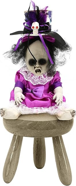 I LOVE FANCY DRESS LTD Zombie Doll with Skull Top Hat Halloween Decoration - 33cm 13 Inch - Creepy - Halloween Party Props -