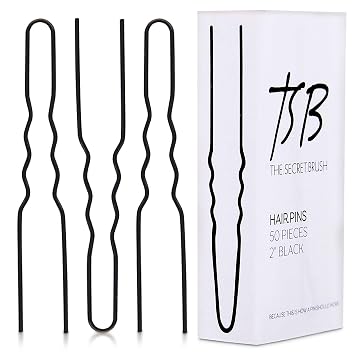 TSB NUSA No.2 Flexible Black Hair Pins Set of 50-2.0 Inch Pins Vintage Style, Strong Hold, Comfortable & Sleek Design - Hand Polished Tips - Ideal for Beauty Experts & Hairstyling Professionals