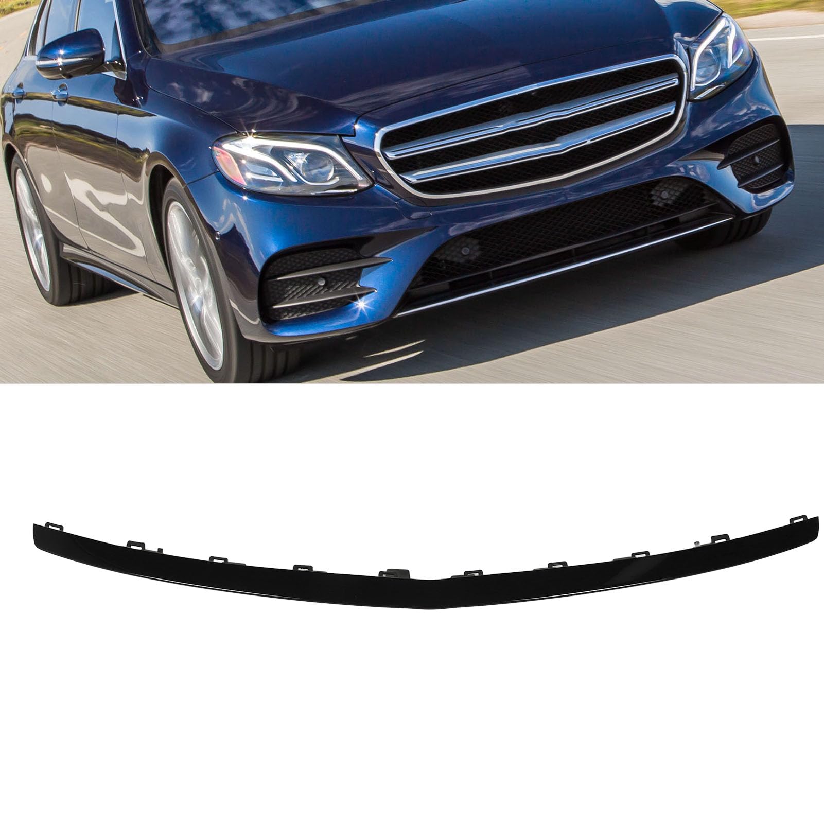 Fabater Dolna Listwa Przedniego Zderzaka, Wymienna Dokładka Przedniego Zderzaka z ABS do E-Class W213 AMG Line 2017-2020, Czarna Osłona z Mocowaniem Zatrzaskowym (BLACK)