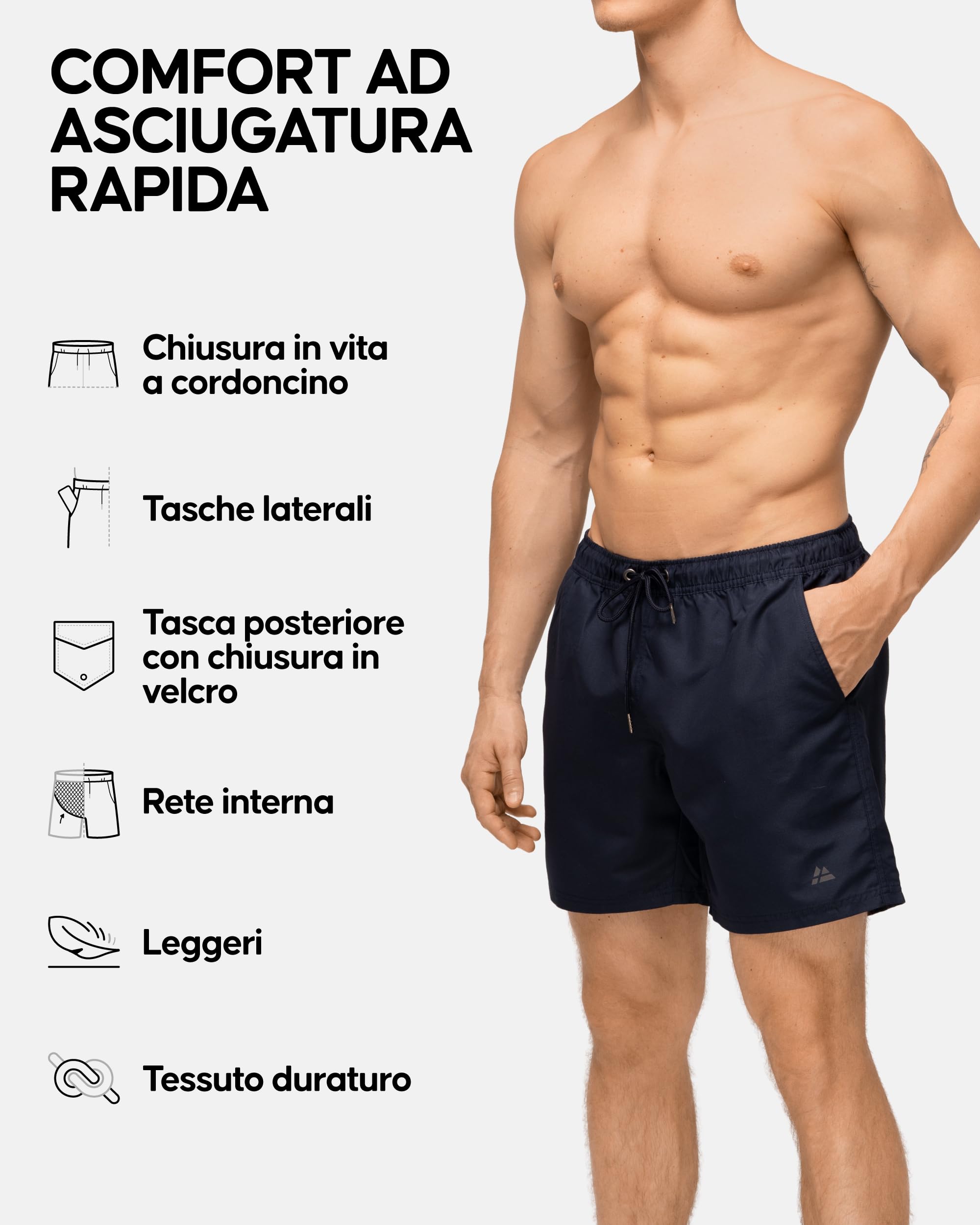 DANISH ENDURANCE Costume Uomo Mare, Pantaloncini da Bagno ad Asciugatura Rapida, Bermuda Uomo per Nuoto, Surf o Piscina