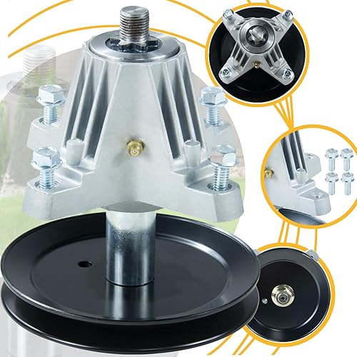 Miniatura 4 de Paquete de 2 conjuntos de husillo 918-06991 con correa 954-04060C que reemplaza el conjunto de husillo Troy-Bilt 918-06991 918 06991, Huskee lt4200