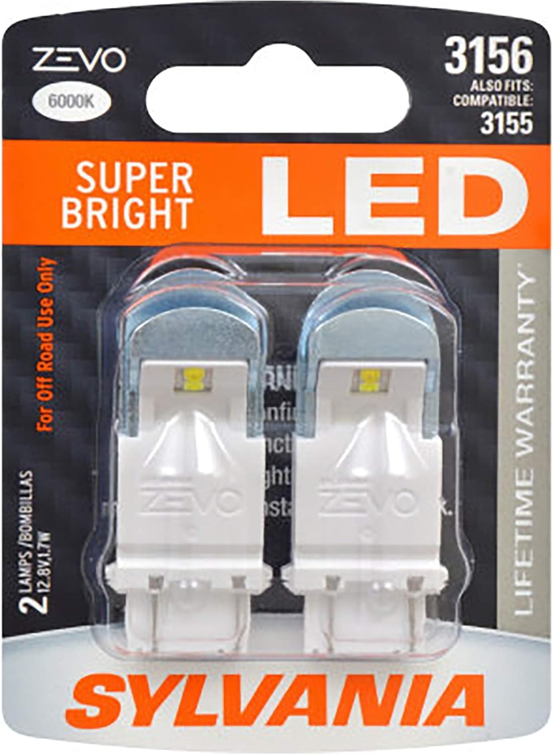 SYLVANIA - 3156 ZEVO LED White Bulb - Bright LED Bulb, Ideal for Daytime Running Lights (DRL) and Back-Up/Reverse Lights (Contains 2 Bulbs)