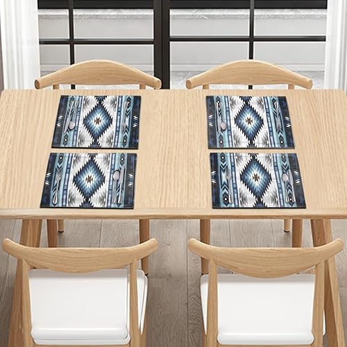 Miniatura 6 de ZFRXIGN Juego de 4 manteles individuales aztecas para la mesa de comedor, decoración del hogar, cocina, manteles individuales occidentales