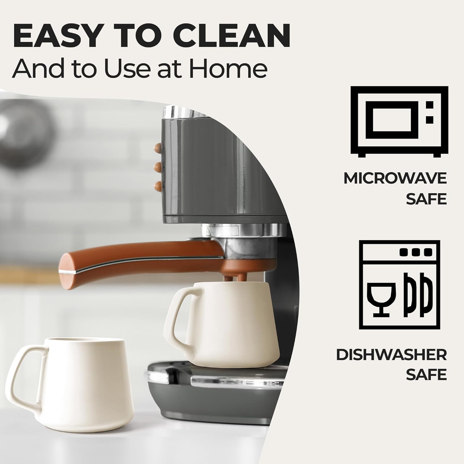 MIAMIO - Coffee Mugs Set of 4 / Large Ceramic Coffee Cups (14 oz) - Mug for Cappuccino, Tea, Espresso - Microwave and Dishwasher Safe - Luxe Collection (White Series) - Image 5