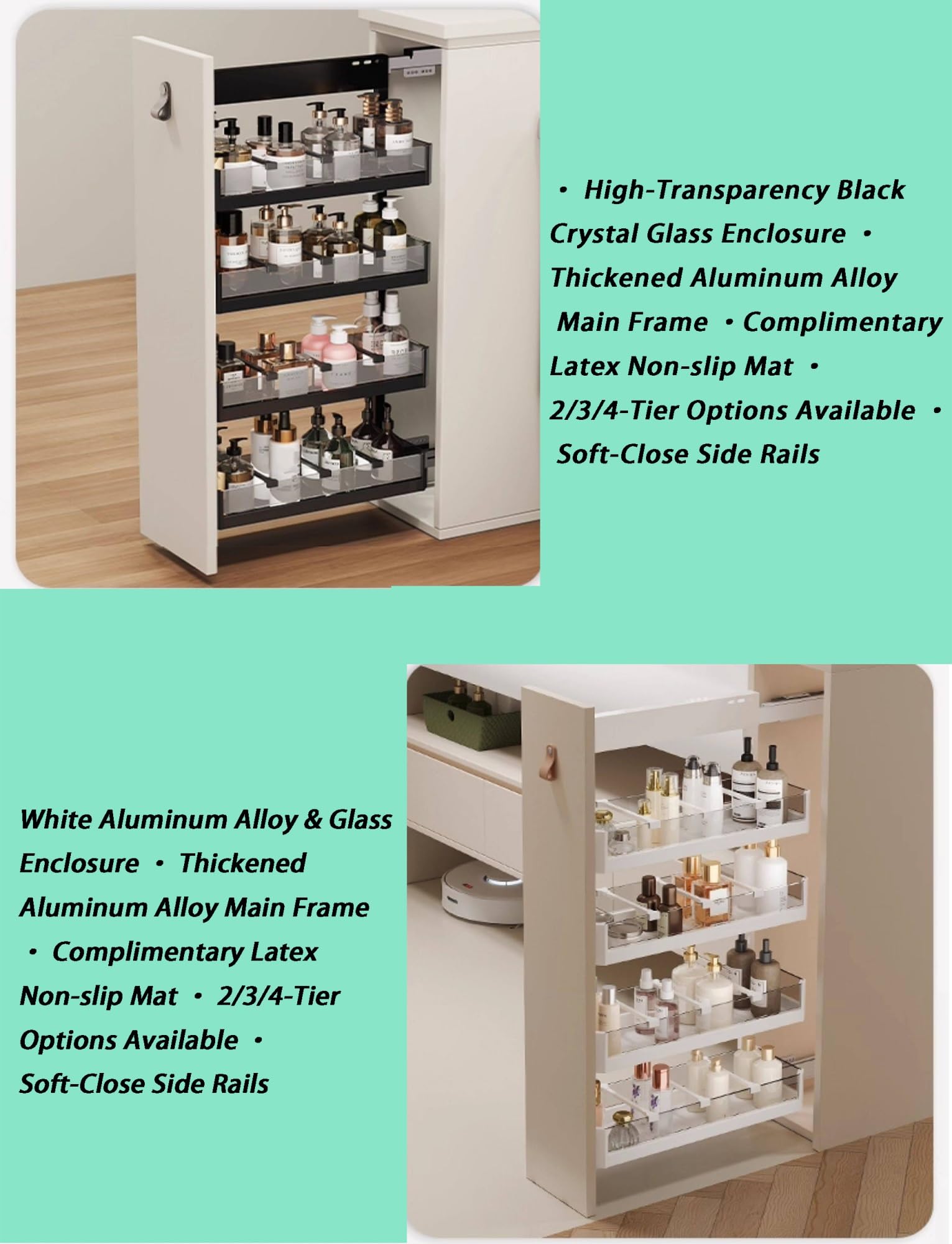 Organizer estraibile per armadietto, cassetto estraibile sotto il lavandino, cestino portaoggetti per cucina, bagno, vanità, sotto il lavandino