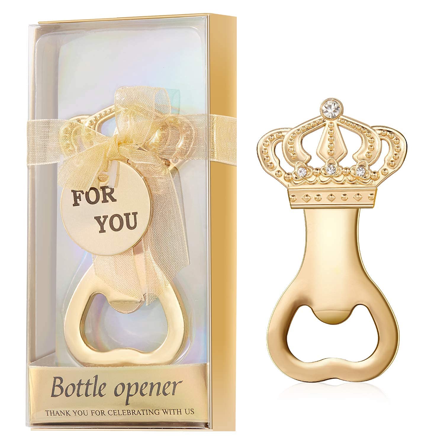 Pack of 18 Gold Crown Bottle Opener Wedding Favors,Party Favors for Guest Souvenir Gift for Baby Shower Birthday Party Decorations and Supplies by Layseri (Crown Gold, 18)