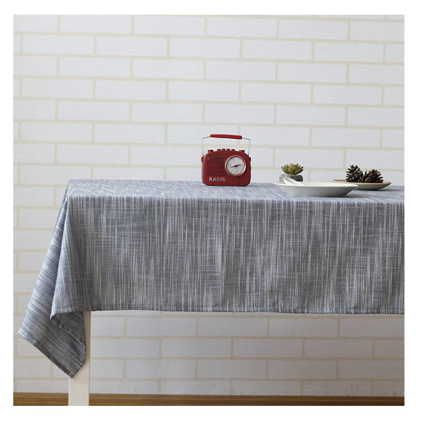 Nappe bleu marine en lin 140x220 cm pour table rectangulaire moderne