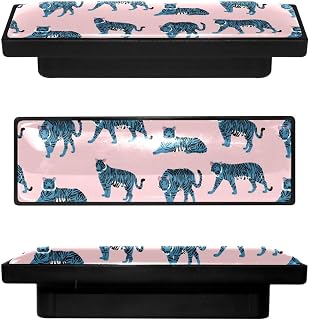 Perillas para armario de cocina rectangulares Perillas decorativas para armario de armario, cajones de cómoda, 4 unidades, color rosa tigre