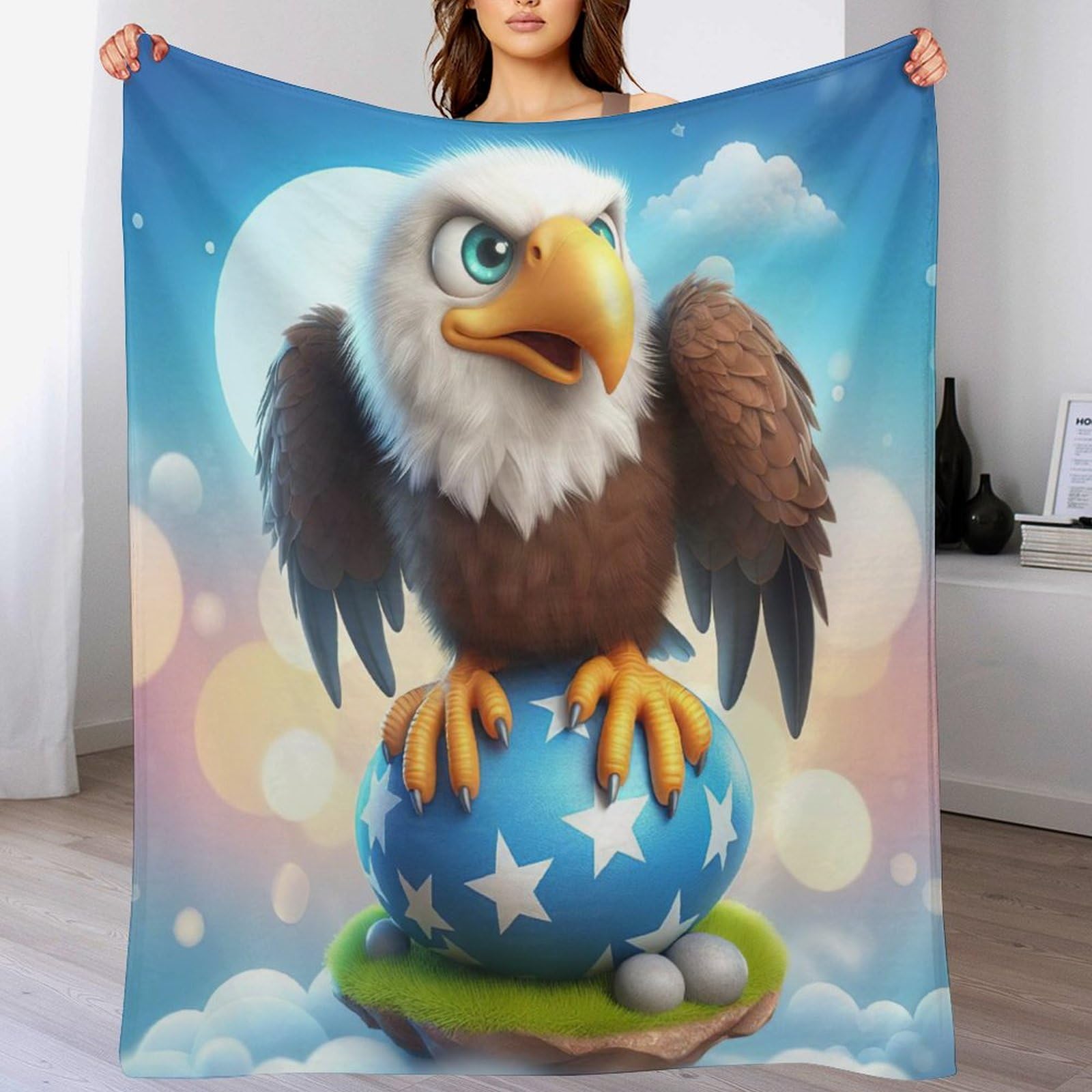 Couverture aigle plaid en polelle douce idée cadeau toutes saisons