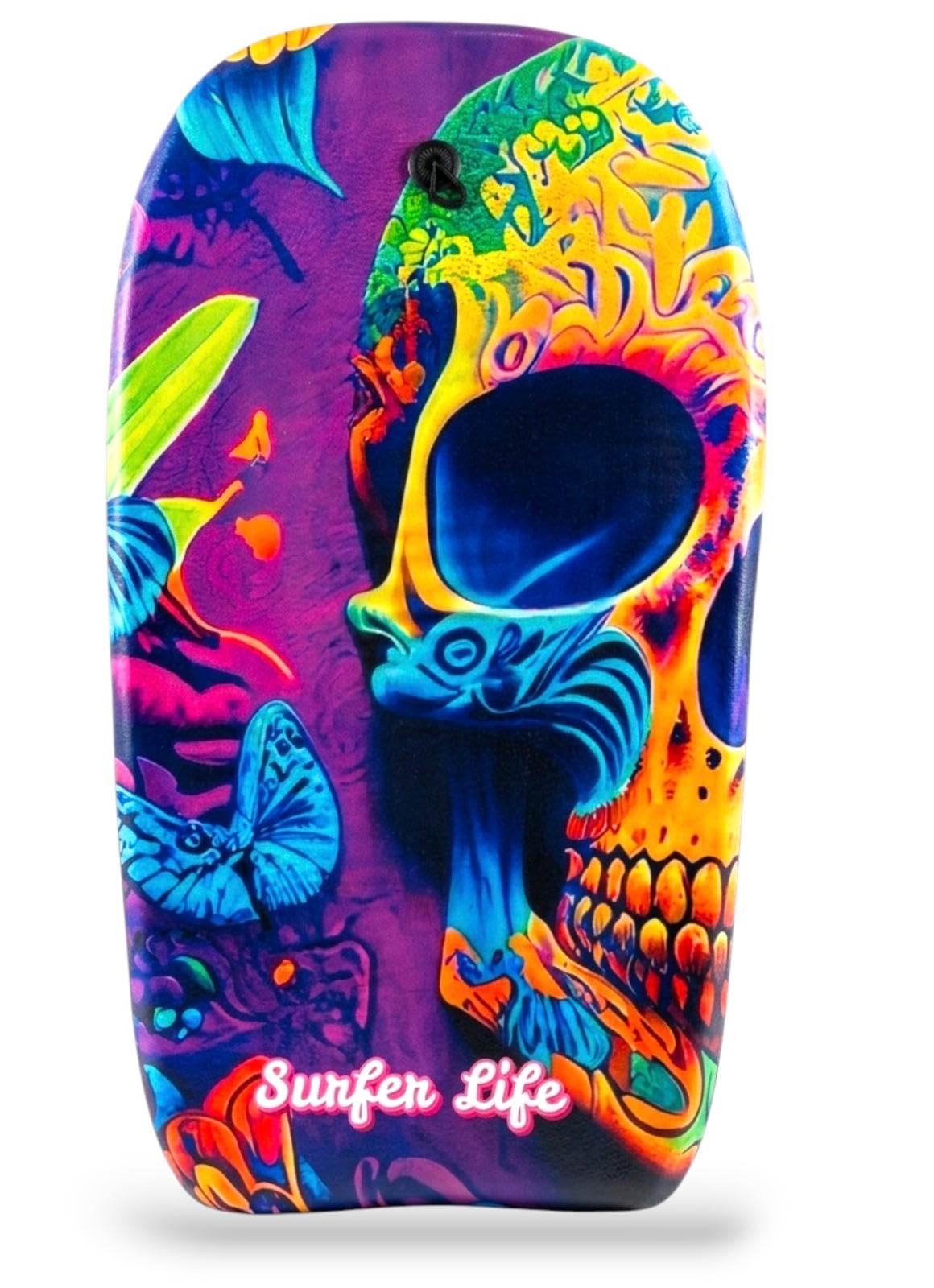 PaulStore 33" / 41" Boogie Board for Beach & Surf - Premium Bodyboard with Included Leash & Swim Float (Skull 41")
