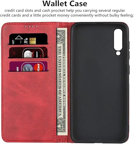 Miniatura 4 de iCoverCase Funda tipo cartera para Samsung Galaxy A50, piel sintética de alta calidad, con ranuras para tarjetas, soporte para tarjetas, función