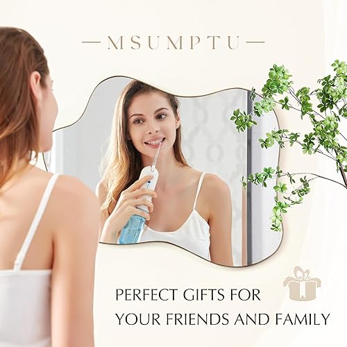 Miniatura 8 de Espejo de pared irregular con forma de onda de latón, espejo de pared con marco de metal para baño, dormitorio, entrada, sala de estar, decoración