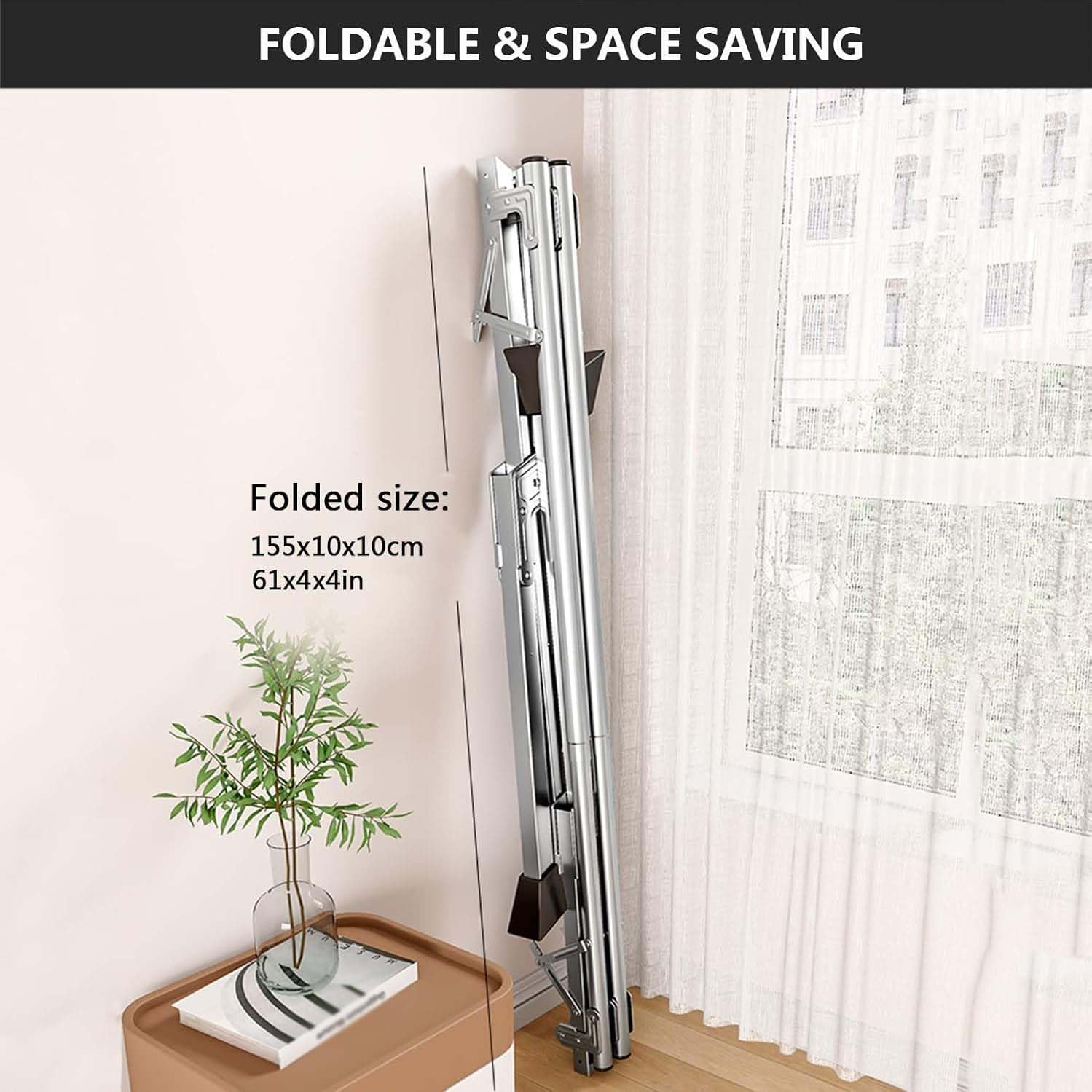 Ta wytrzymała suszarka do ubrań o długości 79 cali, rozsuwana w zakresie 47-94 cana suszarka do prania ze stali nierdzewnej, wolnostojąca do użytku wewnątrz i na zewnątrz, nie wymaga montażu