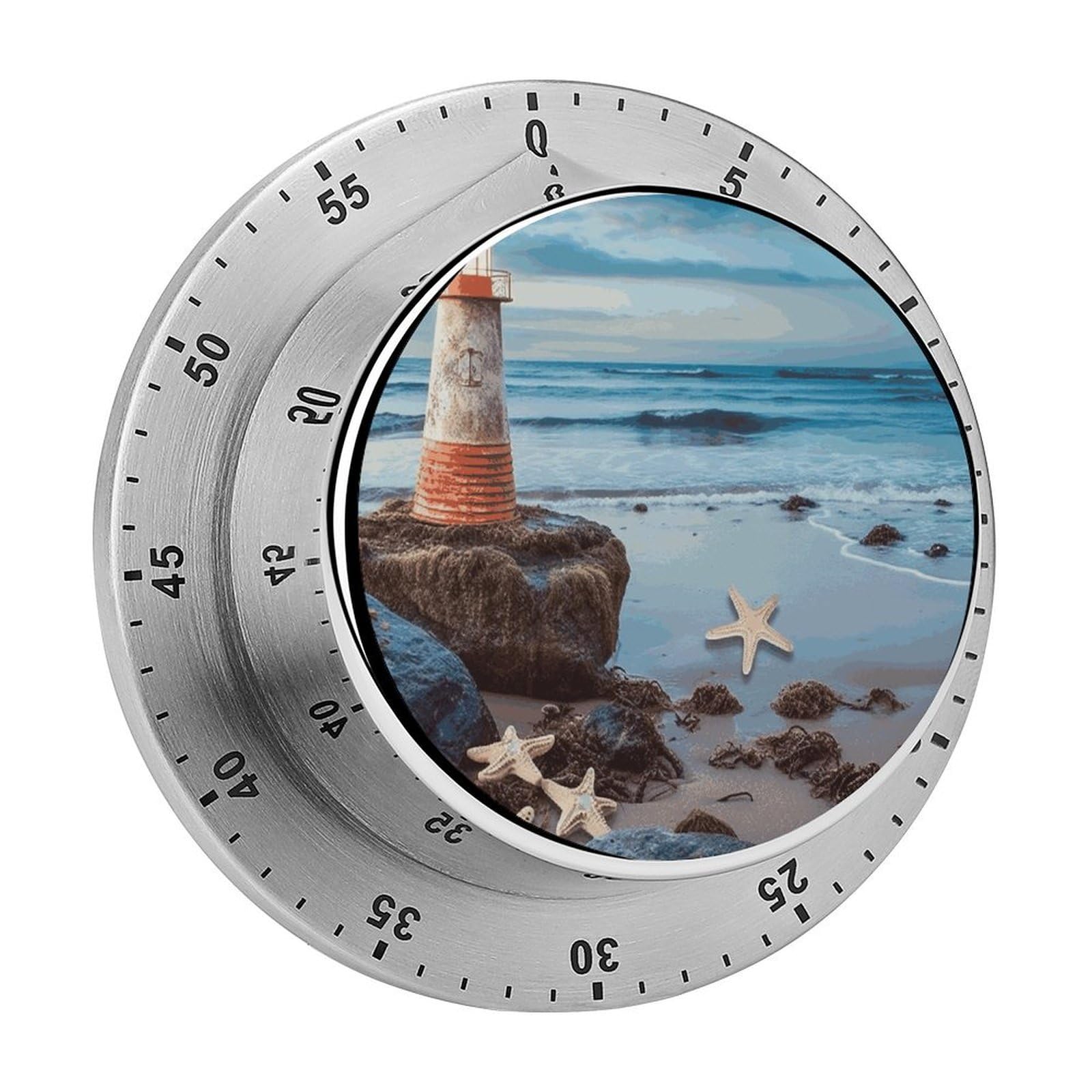 Adfgyerh Style Starfish Lighthouse Beach Timer For Cooking, Kitchen Timer Magnetic No Batteries Required, Mechanical Timer With Loud Alarm, For Fitness Baking Exercise Oven