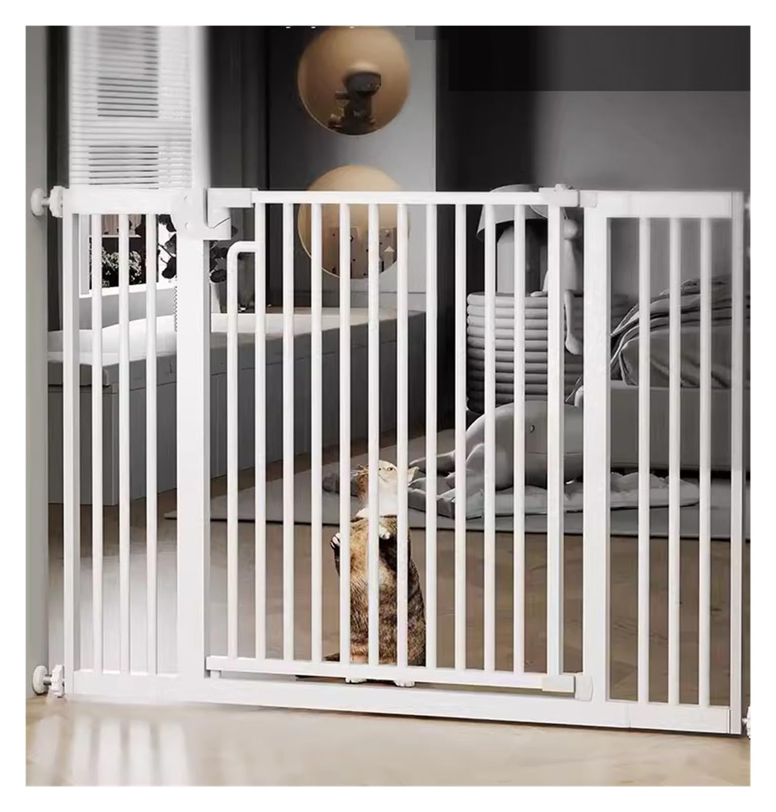 Barrière pour chien très large en cuisine et escalier réglable de 83 à 89 cm