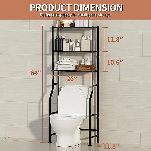 Miniatura 3 de Almacenamiento de 3 niveles sobre el inodoro, estantes de baño de metal independientes, ahorro de espacio sobre el estante de almacenamiento del