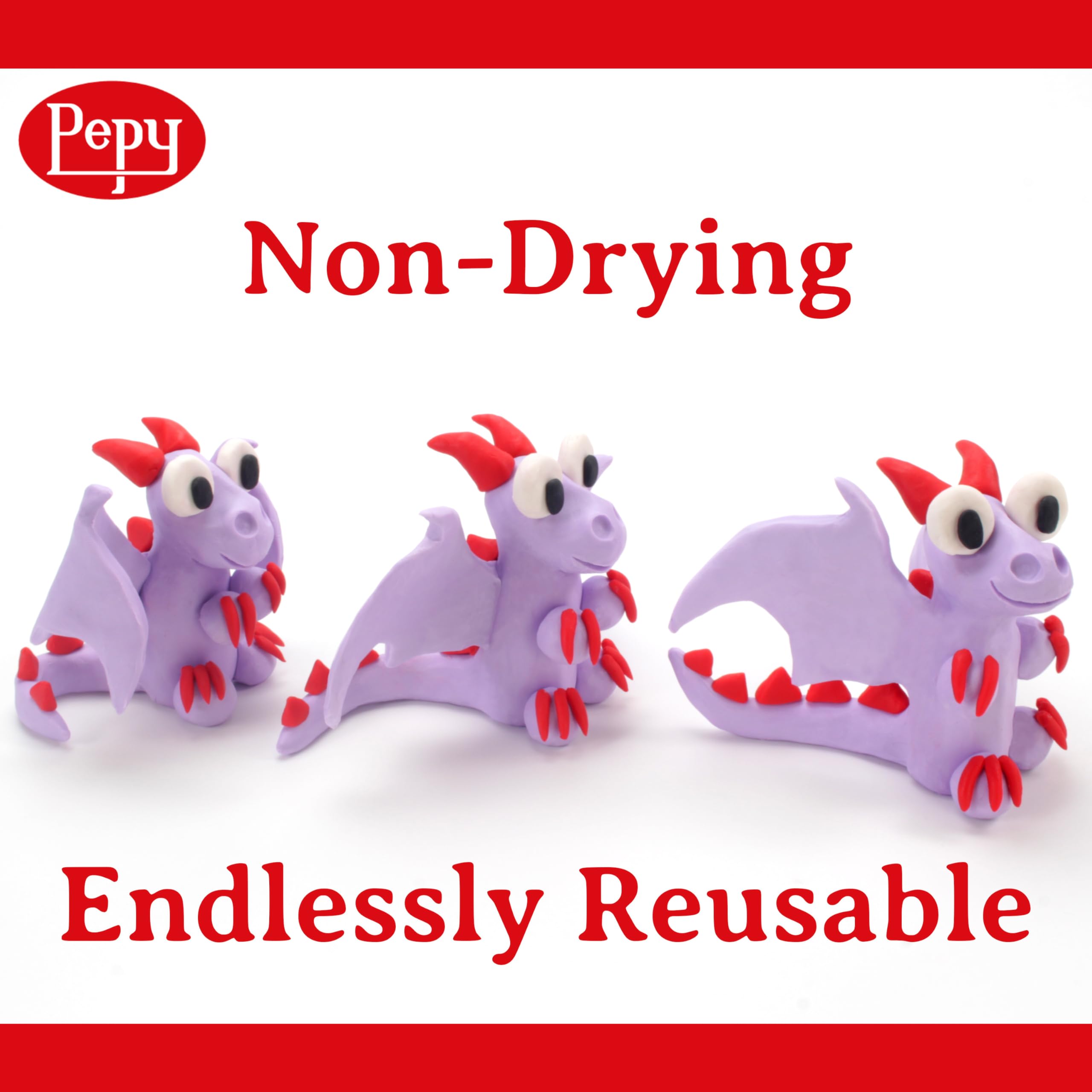 Pepy Plastilina - Arcilla de modelar reutilizable y no seca, juego de regalo y aula; juego de 48 barras, 1.4 onzas cada una, 2 de cada uno de los 24 colores, perfecto para proyectos de arte y