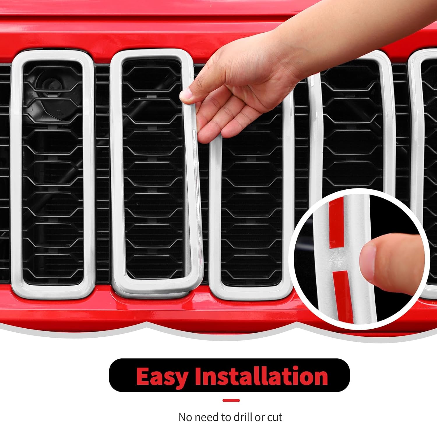 Front Grille Inserts Grill Decoration Exterior Accessories Compatible with Jeep Wrangler JL JLU & Gladiator JT 2024+,white