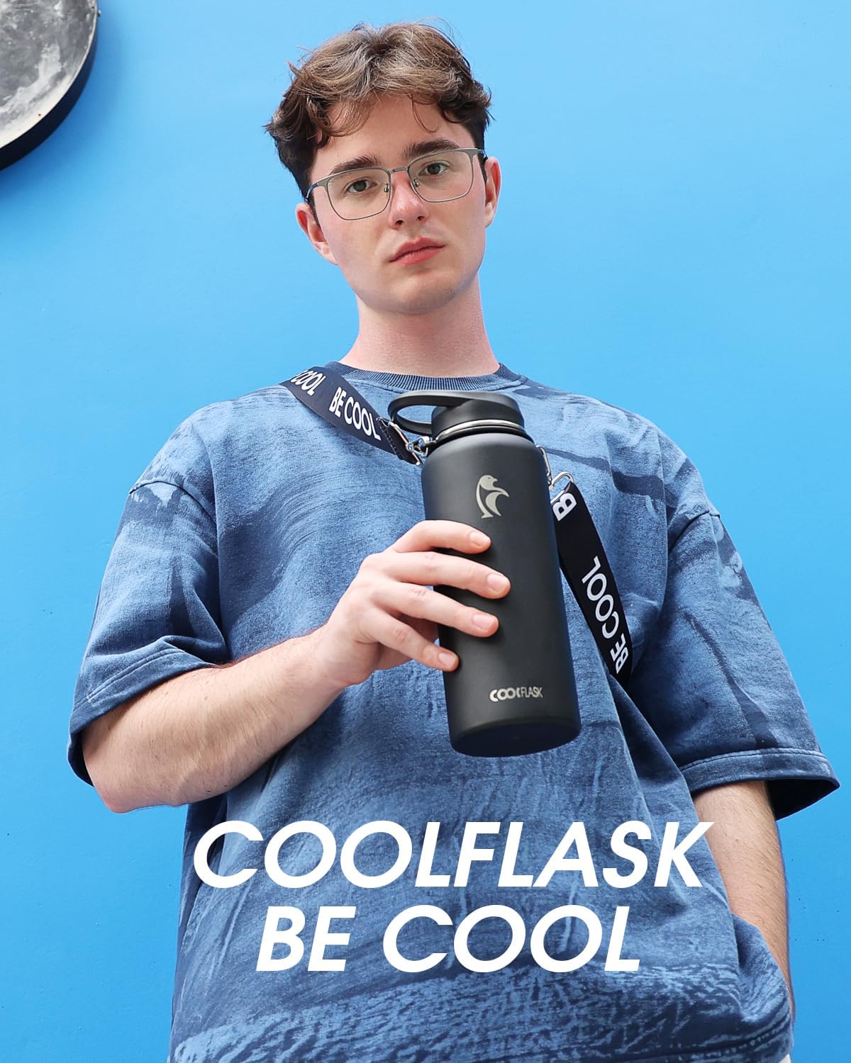 Coolflask 40 oz Water Bottle with Strap, Insulated Metal Water Flask with Straw & Spout Lids, Stainless Steel Double Wall Vacuum, Keep Cold 48h Hot 24h, Leak Proof & Non-BPA, Magic Black - Image 7