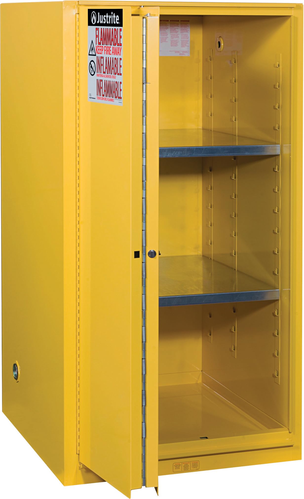 60 Gallon Self Close Flammable Storage Cabinet by Justrite – 60 Gallon, 18 Gauge Steel, Yellow, Model 896080