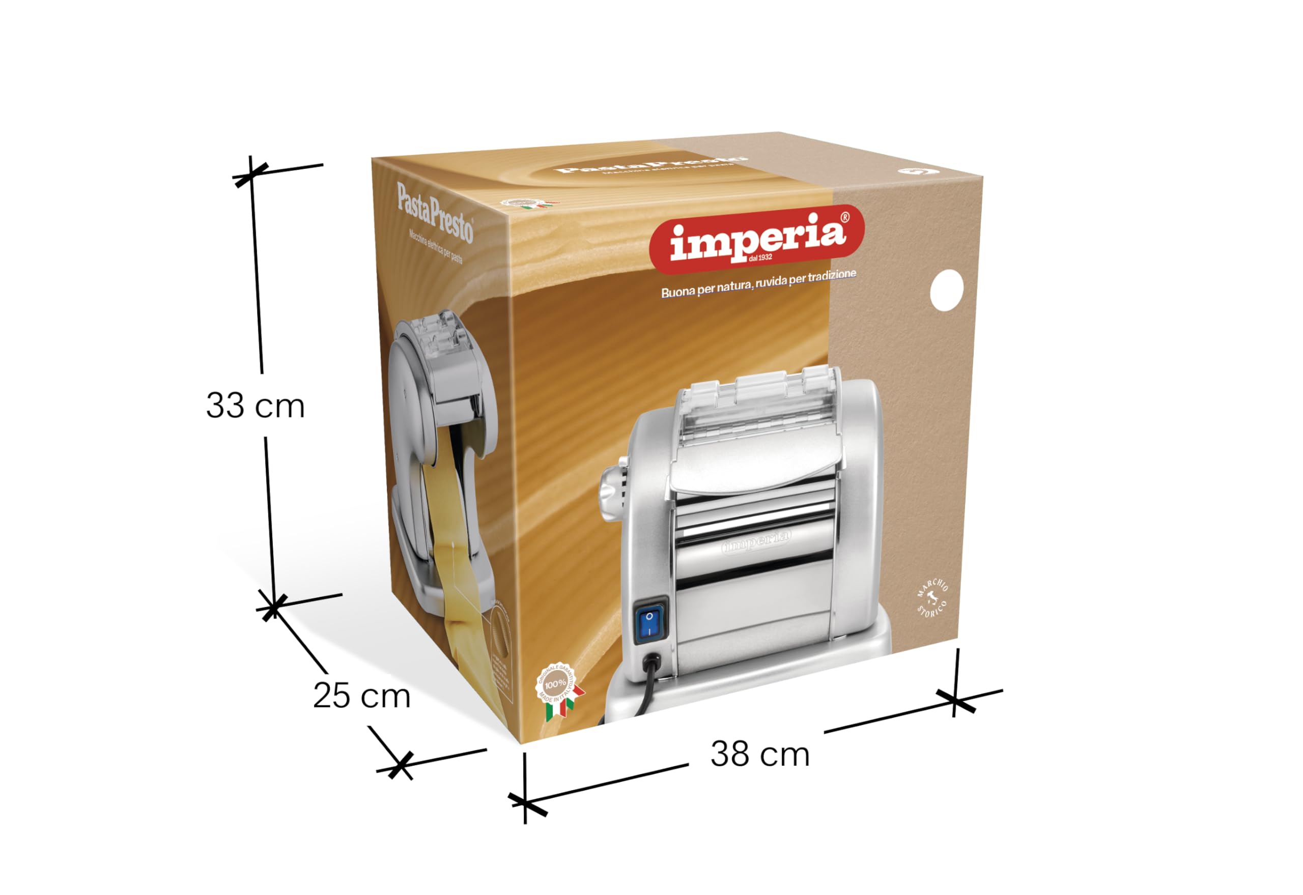 Imperia PastaPresto Gourmet. Machine à pâtes électrique fabriquè en Italie. Machine à pâtes fraîches et moteur électrique. Laminoir électrique feuille de pâtes, lasagnes, fettuccine