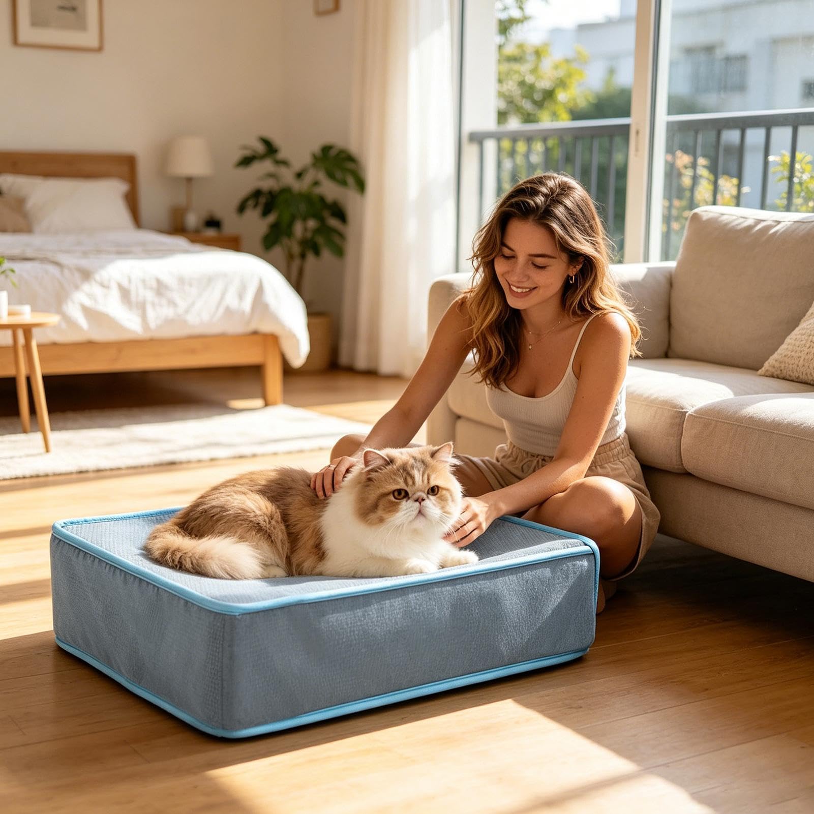 Tappetino Rinfrescante per Cani 51,5x38x14 cm Cuccia Lavabile Con 5