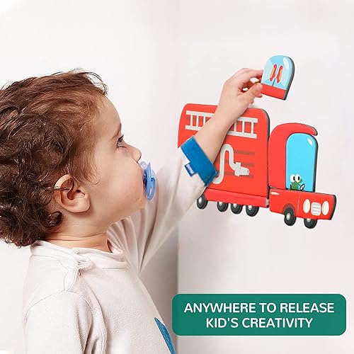 Miniatura 6 de Toi Juguetes magnéticos para niños, cajas de rompecabezas magnéticas con tablero de juego para niños de 3 a 8 años, juego de viaje portátil,