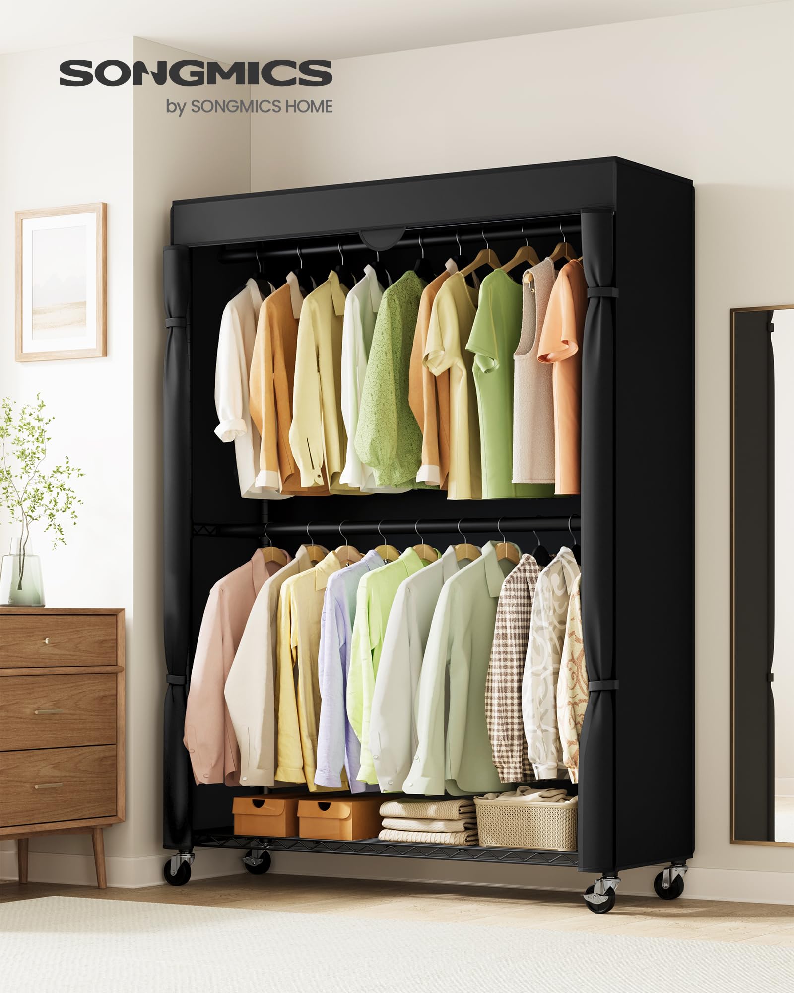 Amazon｜SONGMICS ハンガーラック 大容量 クローゼット 2段 洋服ラック