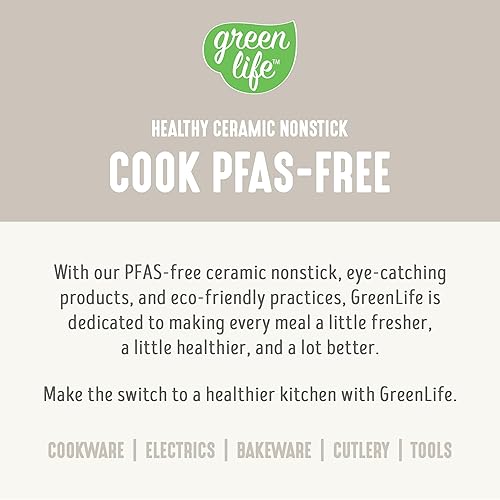 Vista 50 de GreenLife - Juego de batería de cocina antiadherente, de cerámica y agarre suave con utensilios Turquesa