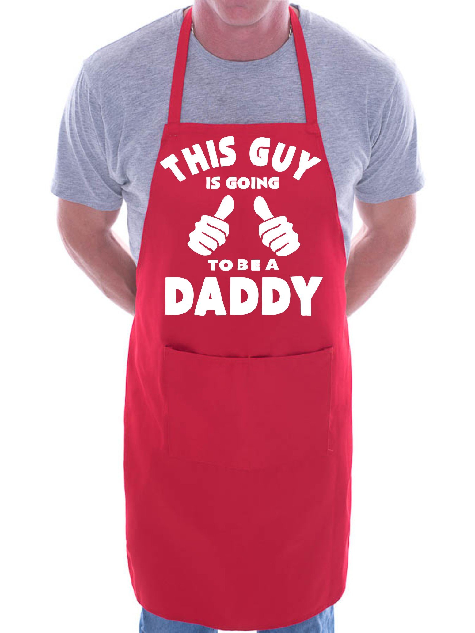 Print4u Men's Red This Guy Is Going To Be A Daddy Bbq Cooking Funny Novelty Apron