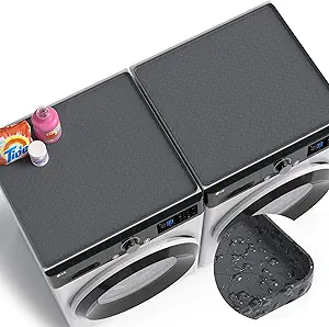 Washer and Dryer Covers for the Top - 27''x 27'' Silicone Protector Mat for Washing Machine Countertop - Non-slip Rubber Waterproof Dustproof Ideal for Laundry Kitchen - Gray 2 Pack