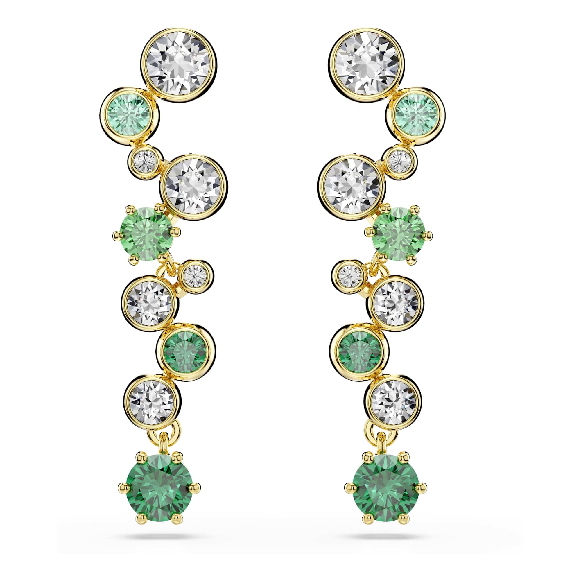 Swarovski Constella Drop Earrings, Green and Clear Mixed-Cut Crystals in a Gold-Tone Finished Setting, Part of the Swarovski Constella Collection
