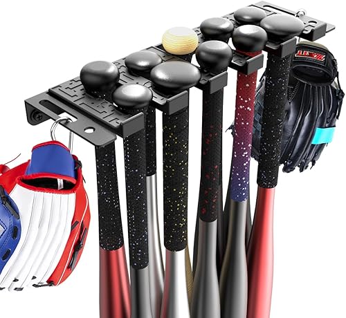 B0BLVQVVL9_image_5 veimia Soporte para bates de béisbol soporte de pared para bates de béisbol capacidad para 4 bates en pared de madera o hormigón colgador de bate de