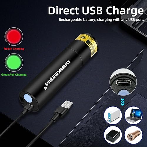 Miniatura 11 de DARKBEAM Linterna UV de 365 nm Mini luz negra – recargable USB fuerte ultravioleta LED linternas, lámpara de madera portátil, detector