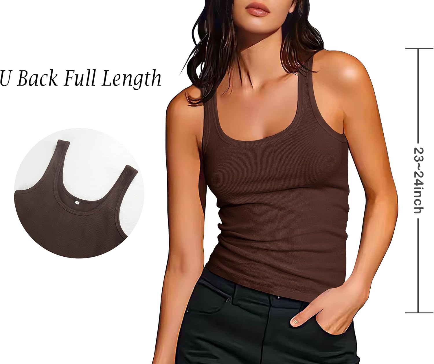 Women's Sleeveless Cotton Fitted Tank Top Form Fitting Scoop Neck Ribbed Knit Basic Cami Shirts image 2