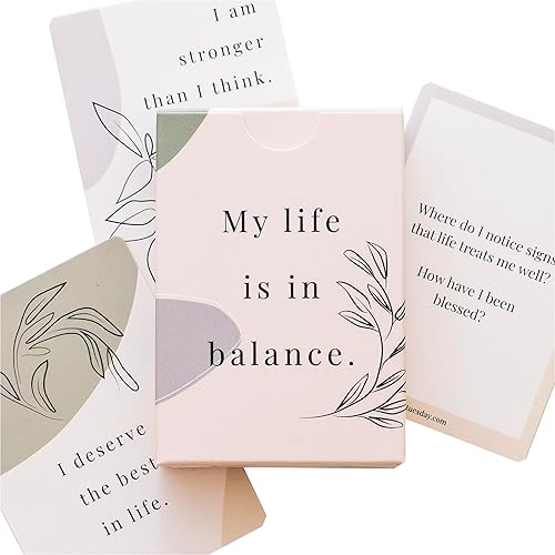Tarjetas de afirmación para mujer, 52 tarjetas positivas y motivacionales, preguntas inspiradoras diarias para terapia, meditación, cuidado personal