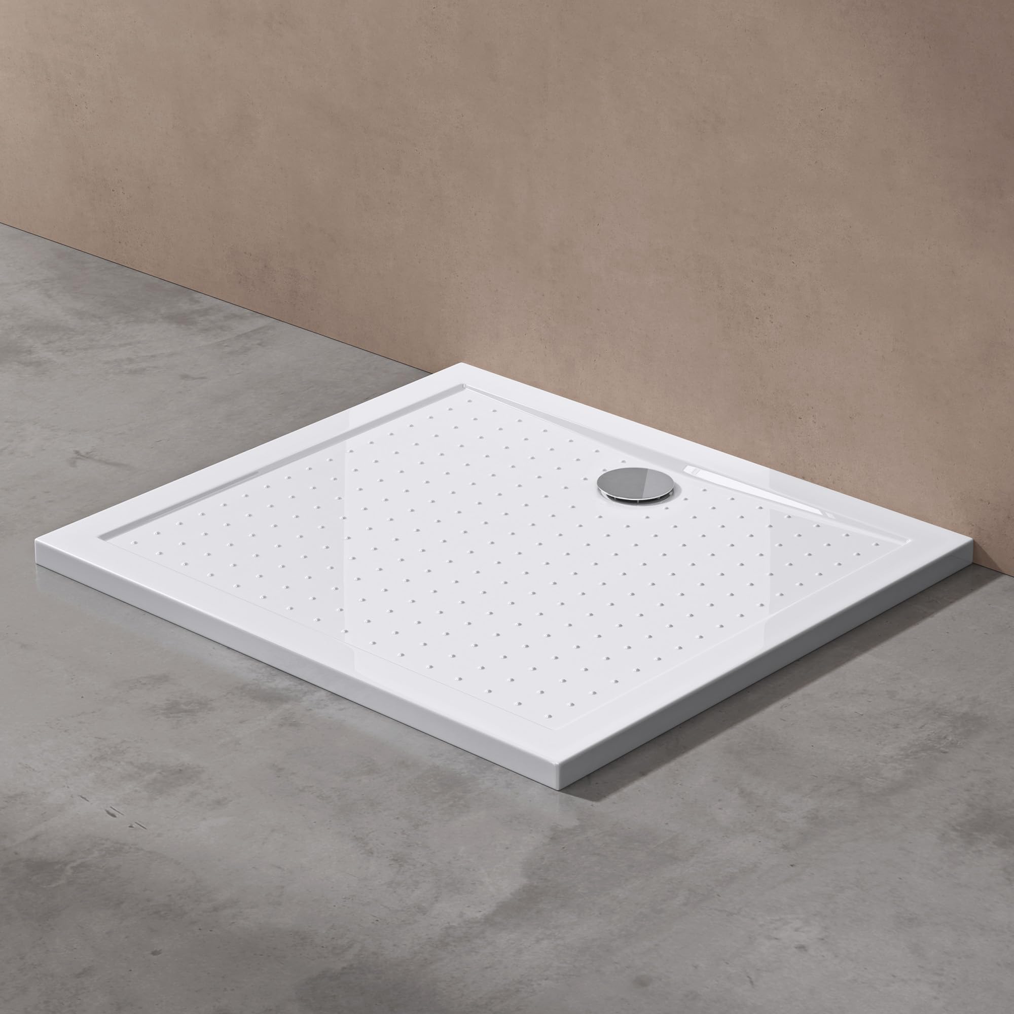 doporro Piatto Doccia 70x80 Rettangolare in Acrilico Bianco Lucido H 4 cm Ultraslim con Design Antiscivolo - Lucia02AR