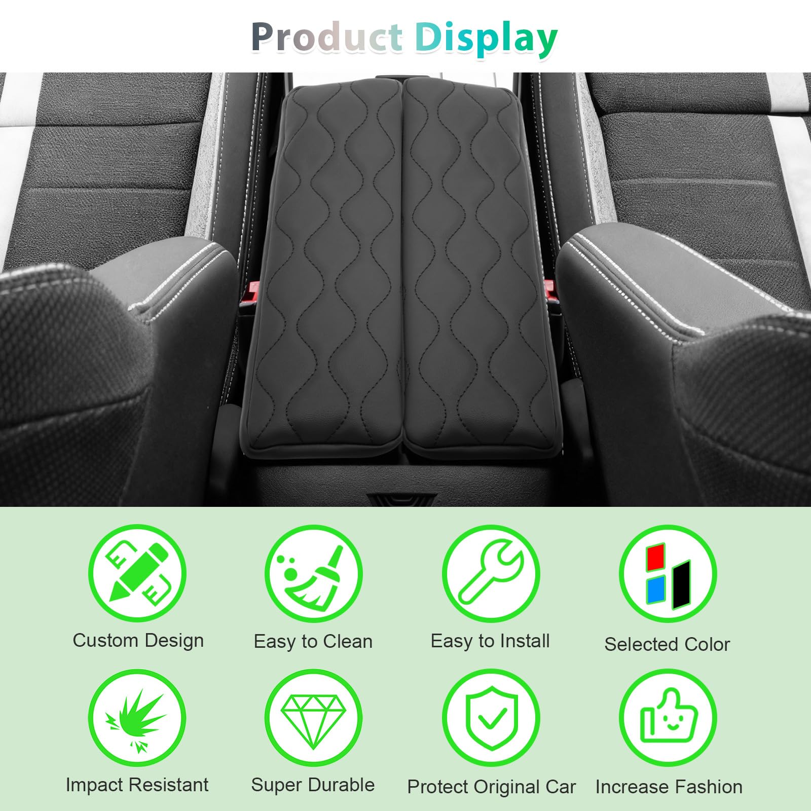 GAFAT Compatibile con 2025 Opel Grandland GS EV Elettrico Hybrid 2025 2026 Copribraccioli, Grandland 2025 Protezione Bracciolo, Copertura Cuscino in Pelle PU, 3 CM Aumenta Ispessito, Allevia Fatica