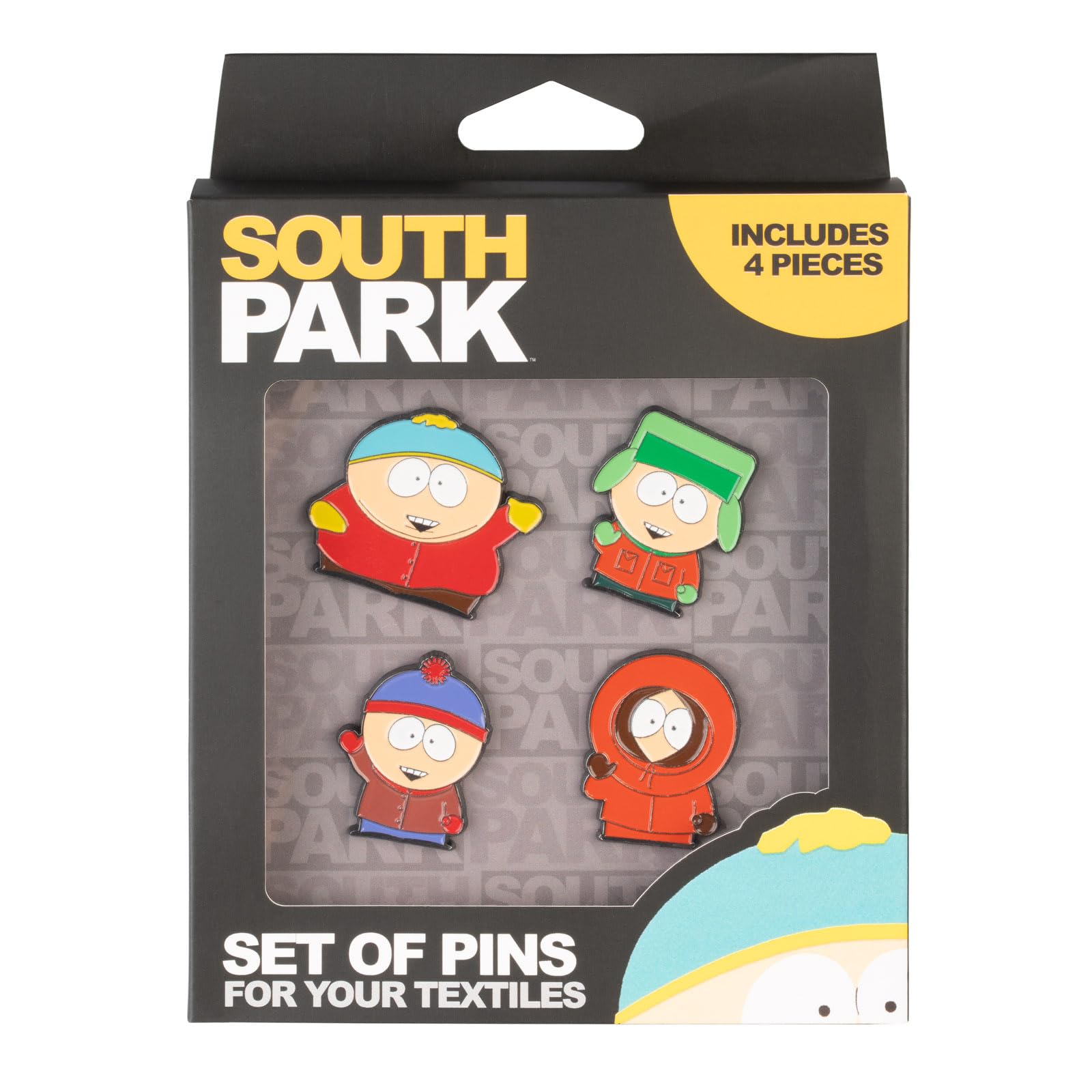 Grupo Erik Set Pins South Park - 4 Figuras, Broches Ropa : Pins para Mochila o Pin para Ropa | Merchandising oficial - Accesorio camiseta o pines para mochila original