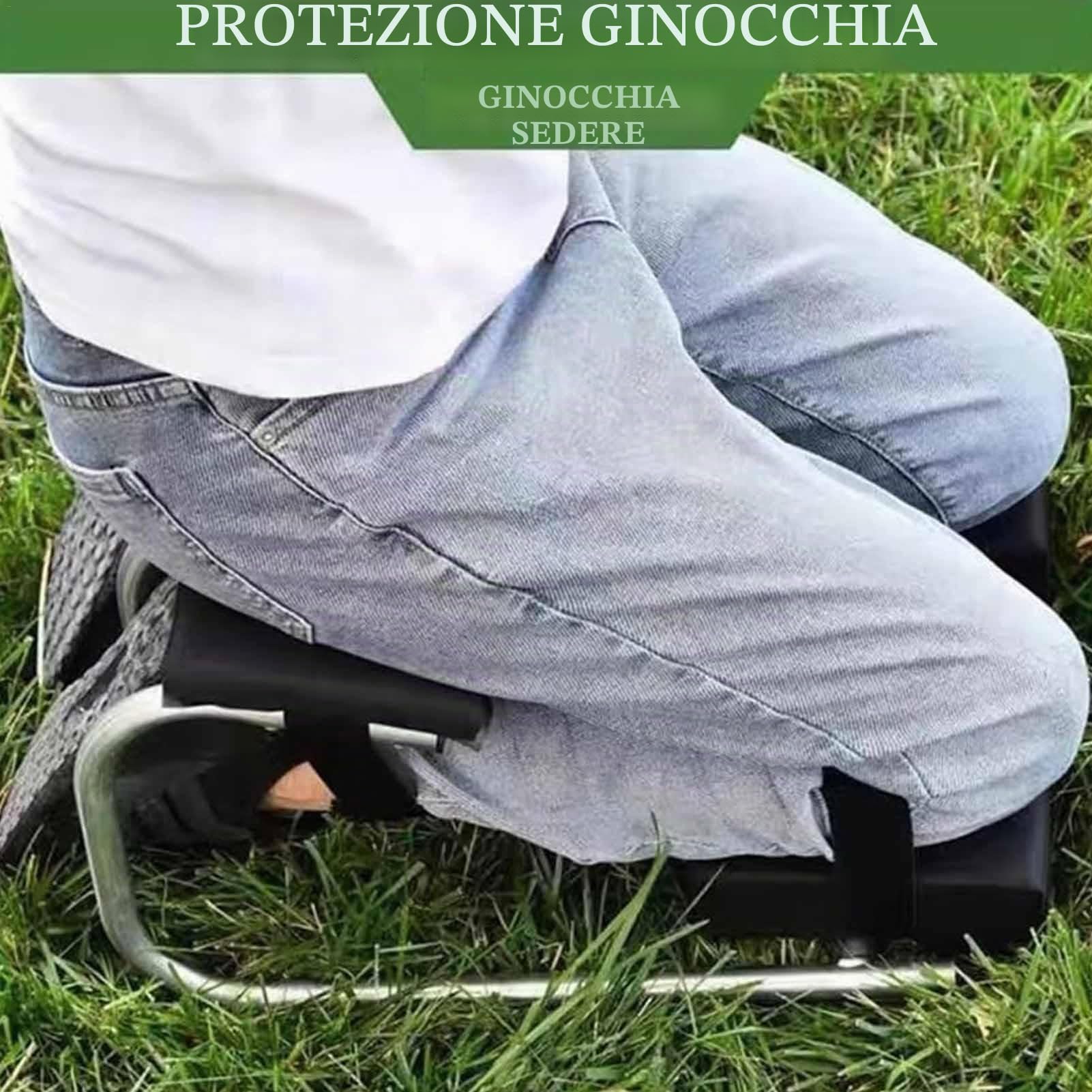 Ginocchiera per il giardinaggio, ginocchiera con seduta imbottita, per il giardinaggio, in acciaio inox, per il ginocchio, per la protezione dei piedi e delle gambe, colore nero